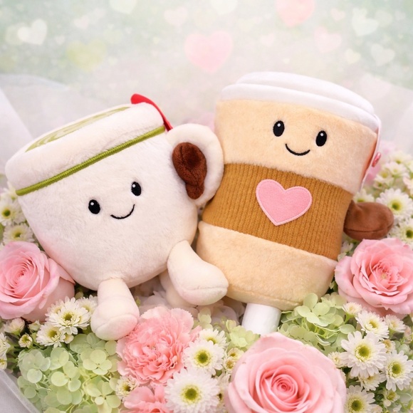 Cute Coffee and Matcha Plush Set
